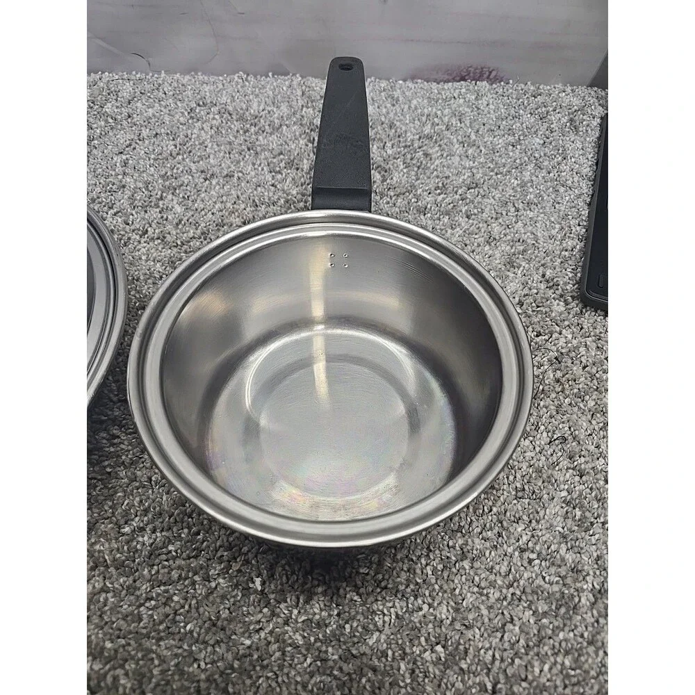Vintage Flint Ware By Ekco 1 Qt Stainless Steel Sauce Pan With Lid And Skillet
